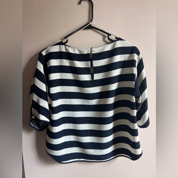 Zara Navy White Striped Blouse - Picture 12 of 12